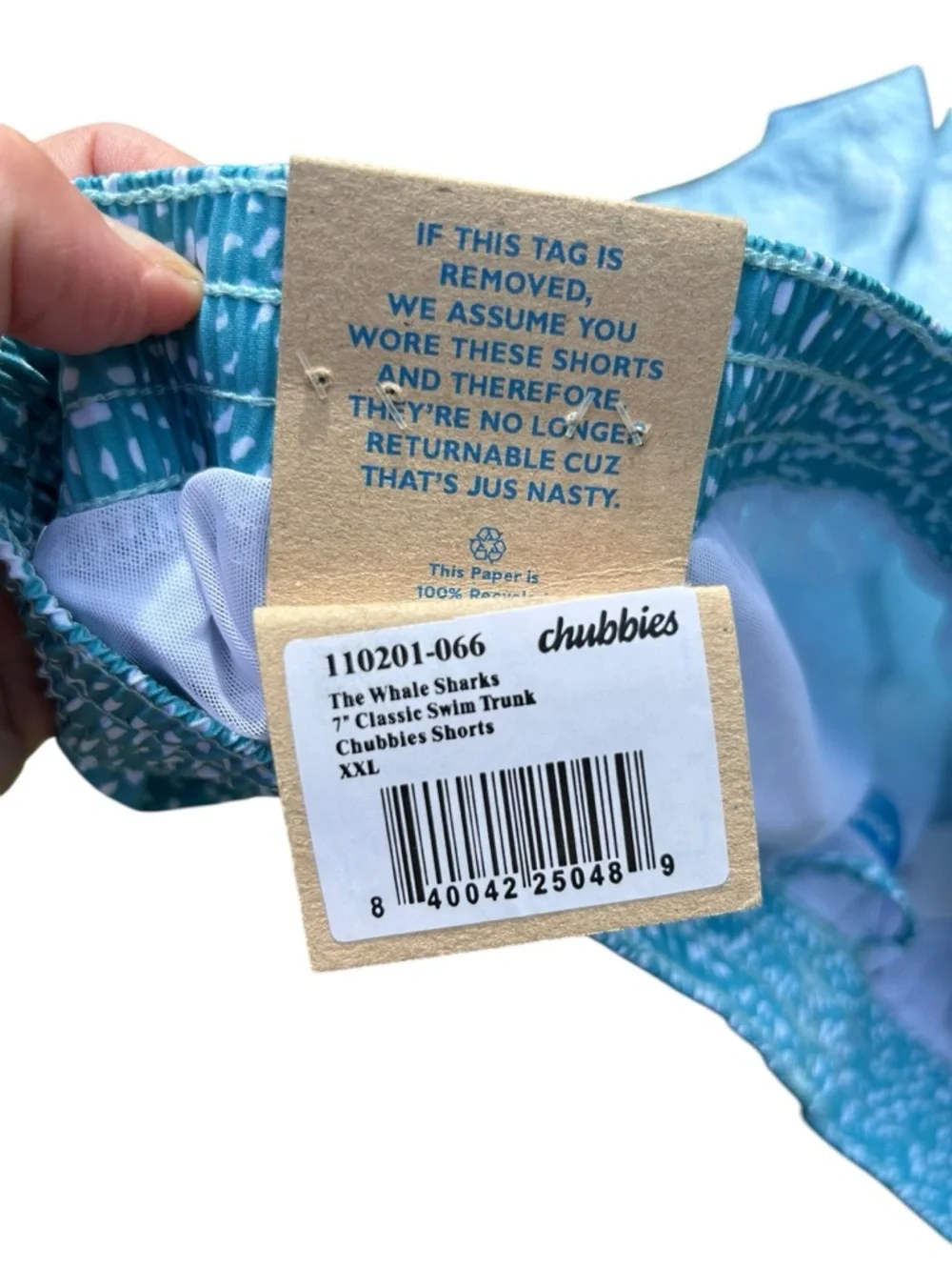Chubbies 2XL Mens Swim trunks The Whale Sharks 7” Classic NWT